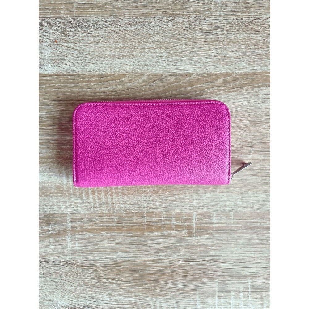 Vera Pelle‎ Fuchsia Pink Pebbled Leather Zip Around Wallet - Italian Leather